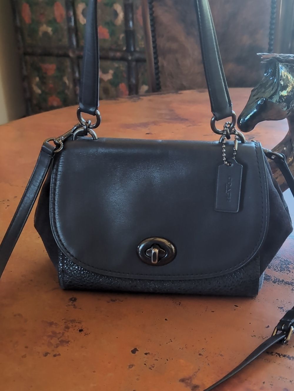 COACH Faye Slate  Embossed Buffalo Refined Calf Leather Top Handle/Crossbody Bag